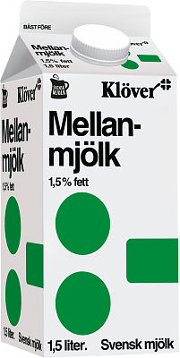 Klöver® Mellanmjölk 1,5% 1.5 l