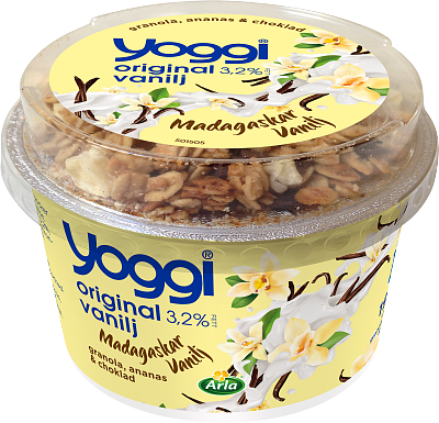 Yoggi® Original yoghurt vanilj m topping 190 g