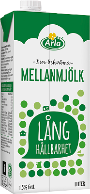 Arla® Mellanmjölk m lång hållbarhet 1,5% 1 l