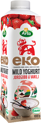 Arla Ko® Ekologisk Eko mild yoghurt jordg vanilj 1,8% 1000 g