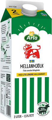 Arla Ko® Mellanmjölk 1,5% ESL 2 l
