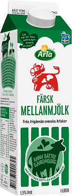 Arla Ko® Färsk mellanmjölk 1,5% 1 l