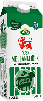 Arla Ko® Färsk mellanmjölk 1,5% 1.5 l